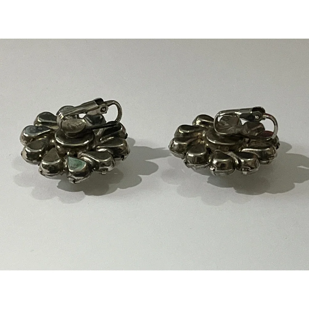 Vintage Rhinestones Clip On Earrings Jewelry Dressy Ice Classic Flowers Circles‎